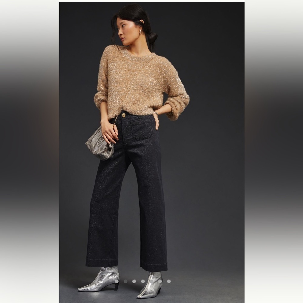 Anthropologie Maeve Sparkle Wide Leg Crop Jeans